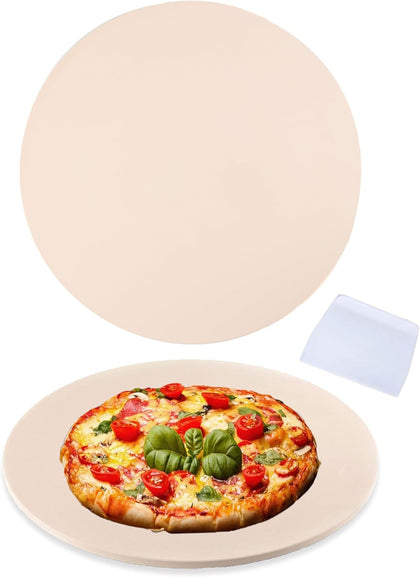14" Cordierite Round Large Pizza Stone for Oven or BBQ Grill
