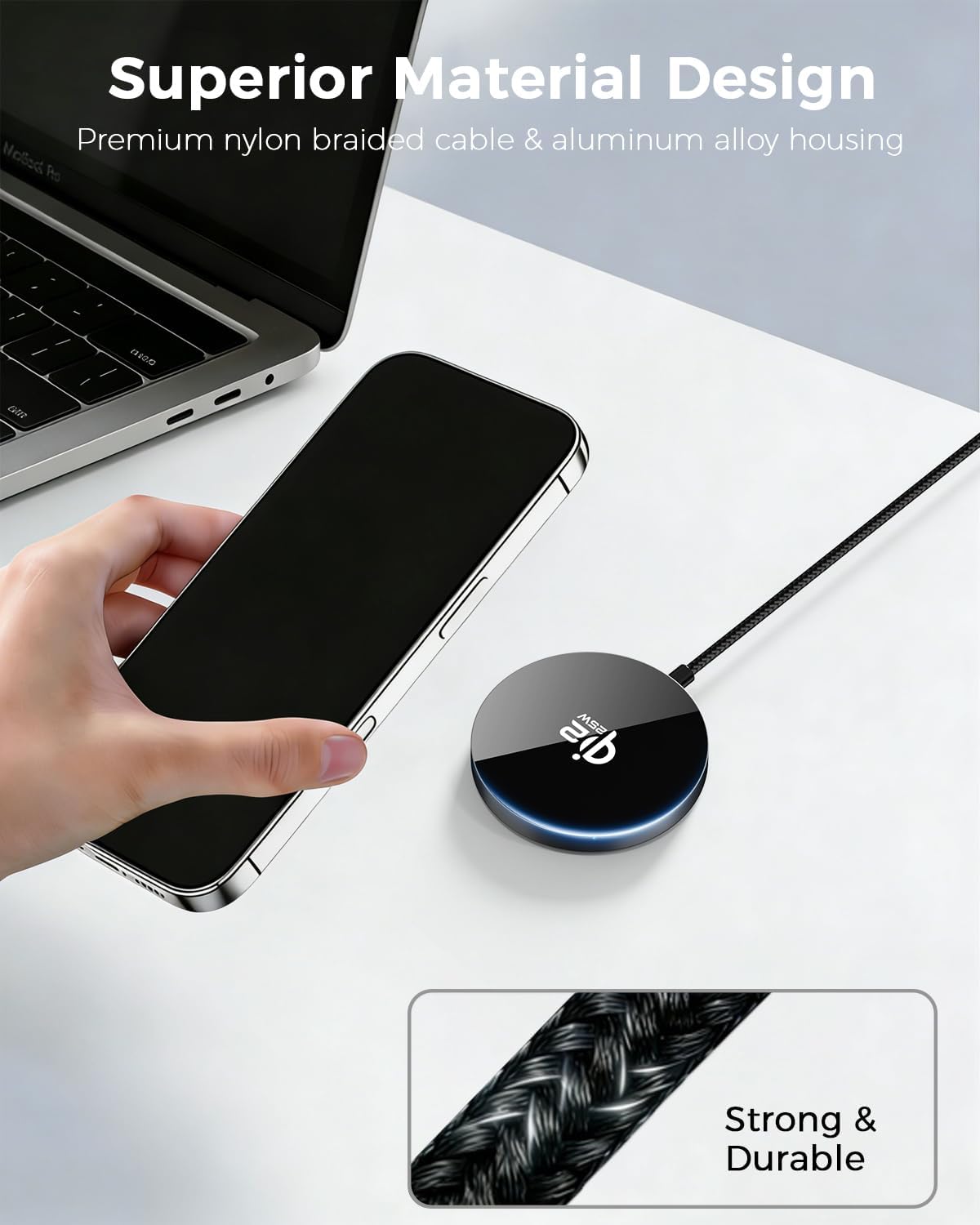 25W Magnetic Wireless Charger, Qi2.2 Fast Wireless Charging Pads with Kickstand,MagSafe Charger for iPhone