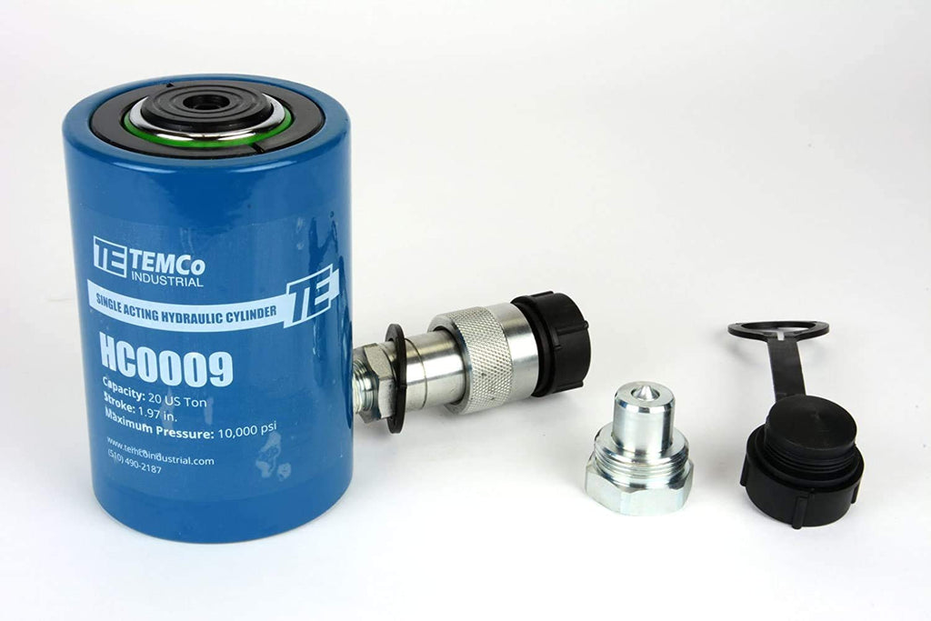 TEMCo 20 Ton Hydraulic Cylinder 2" Stroke Single Acting 10,000 PSI – Machinery, Foundation Support & Construction