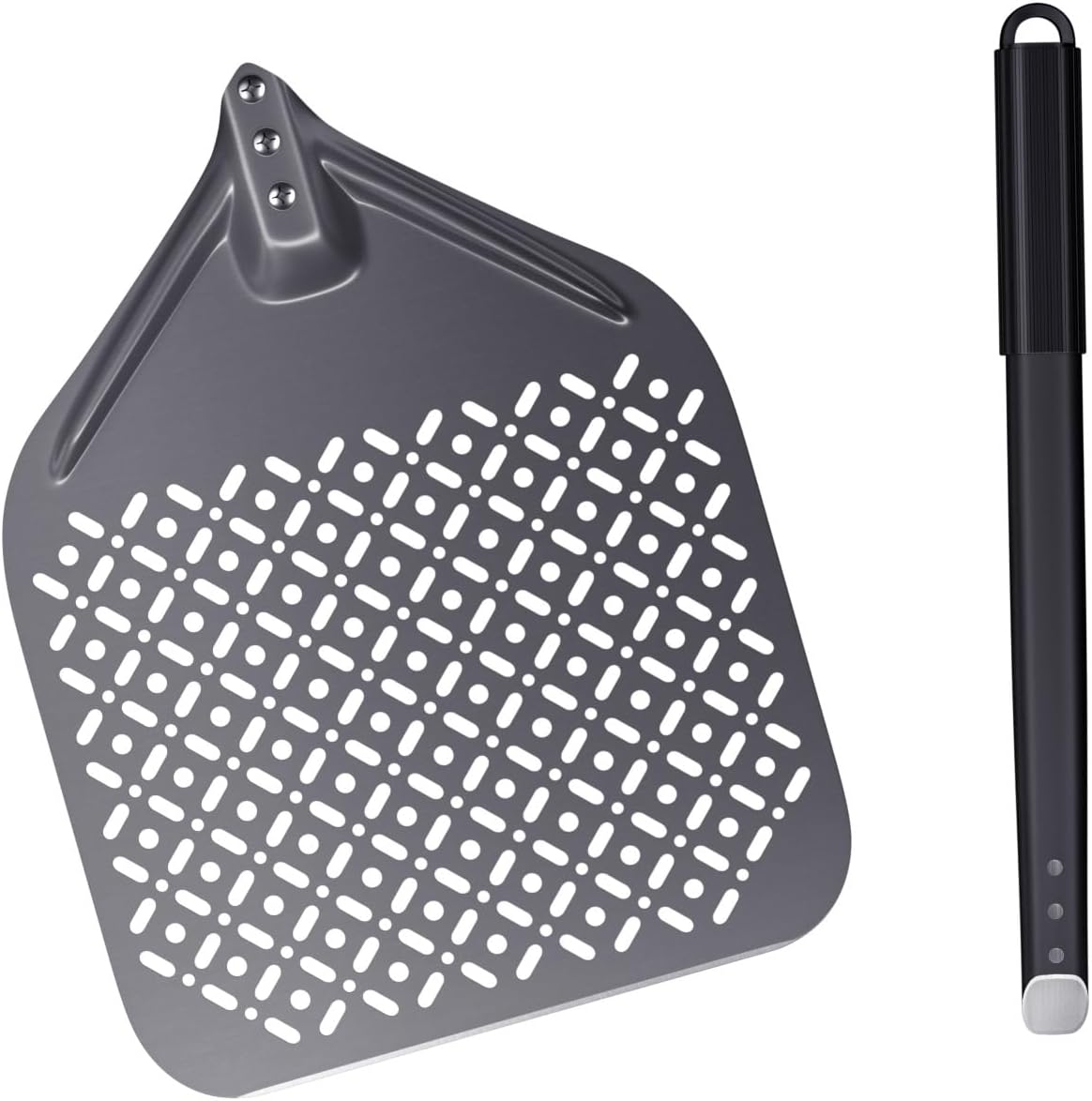 12 Inch Rectangular Pizza Peel, 12" x 14" Perforated Anodized Aluminum Pizza Turning Peel, Pizza Turning Paddle, 28.4