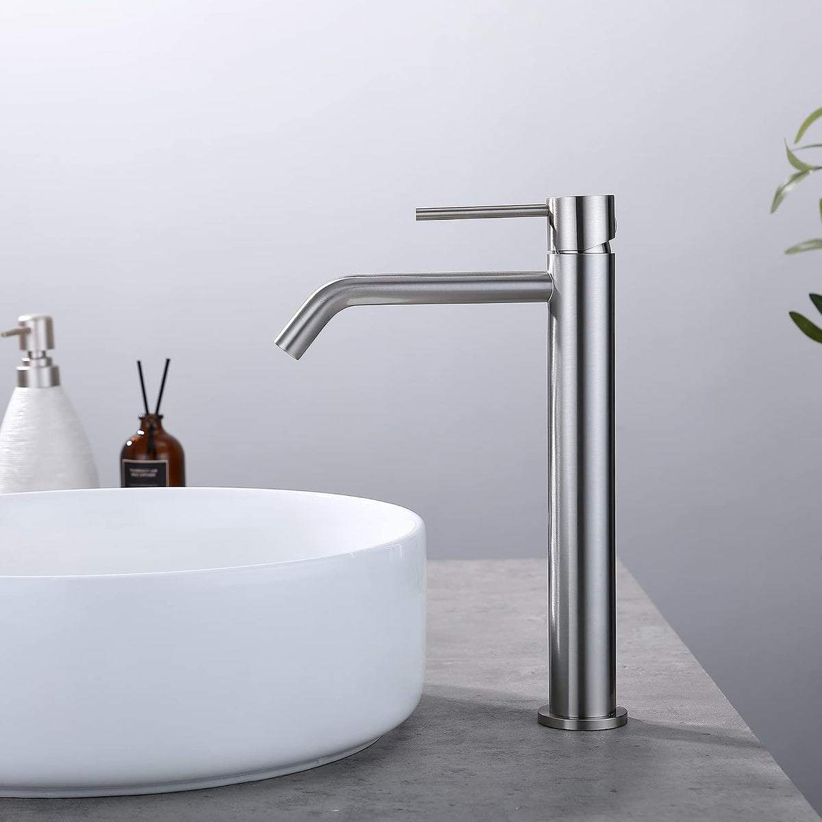Vessel Sink Faucet Brushed Nickel, JXMMP Bathroom Sink Faucets Without Overflow Pop Up Drain and Water Faucet Supply