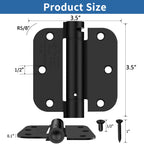 3.5 Inch Self Closing Door Hinges, 5/8" Radius Corners Spring Loaded Hings