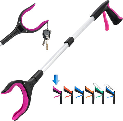 Grabber Reacher Tool,32 Inch Extra Long Foldable Pick Up Stick with Strong Grip Magnetic,360°Rotating Anti-Slip