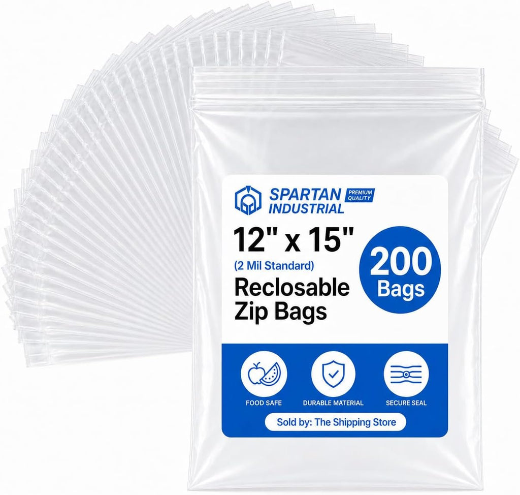 12” X 15” (200 Count) 2 Mil Clear Reclosable Zip Plastic Poly Bags