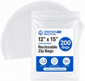 12” X 15” (200 Count) 2 Mil Clear Reclosable Zip Plastic Poly Bags