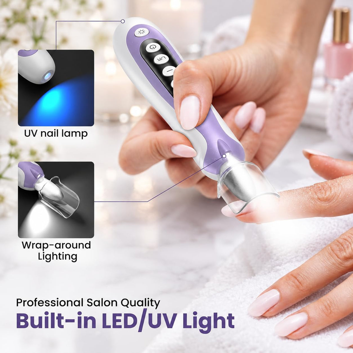Nail Drill, Electric Nail File, 10-Speed Cordless Manicure Kit, Purple