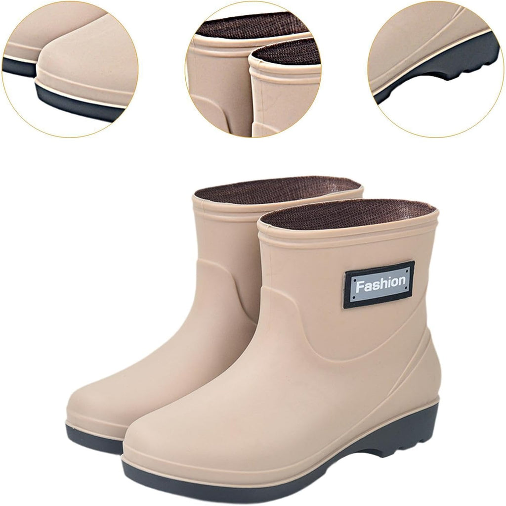 Rain Boots Mid Calf Boots Waterproof Modern Portable Rain Shoes Anti Slip Rainboots for Fishing Backpacking Girls