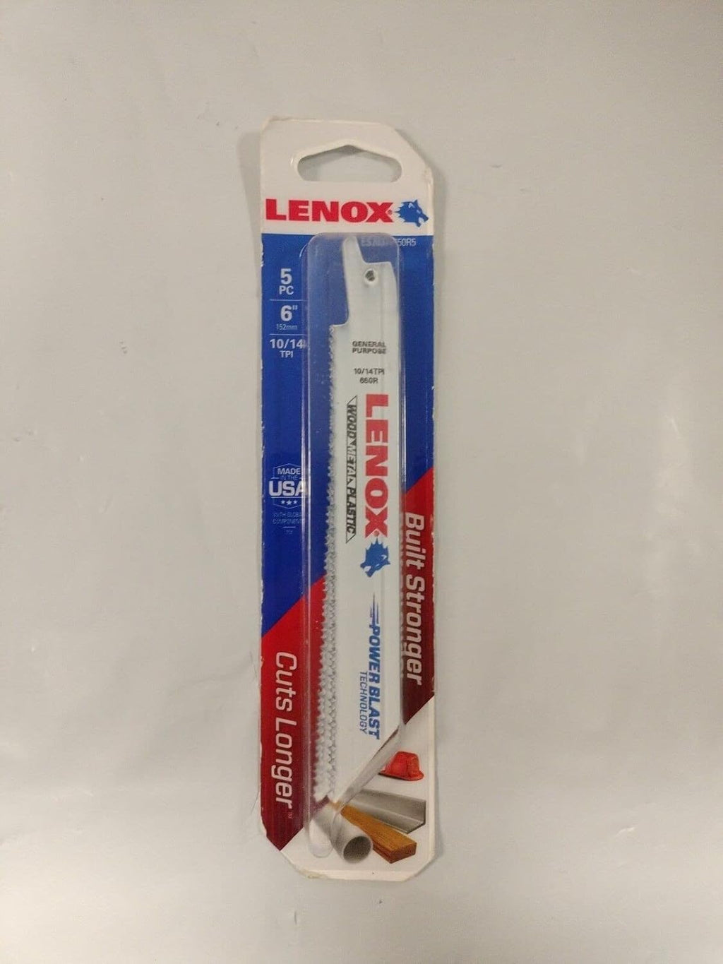 LENOX Tools General Purpose Reciprocating Saw Blade with Power Blast Technology, Bi-Metal, 6-inch, 10/14 TPI, 5/PK