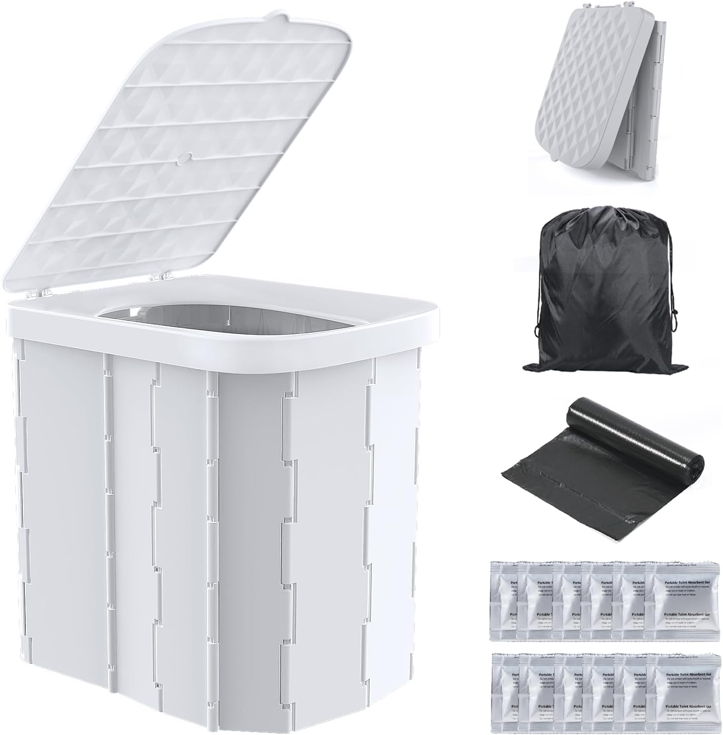 XL Portable Toilet for Adults & Kids, Extra Large Camping Toilet | XL Portable Folding Toilet with Lid,Travel
