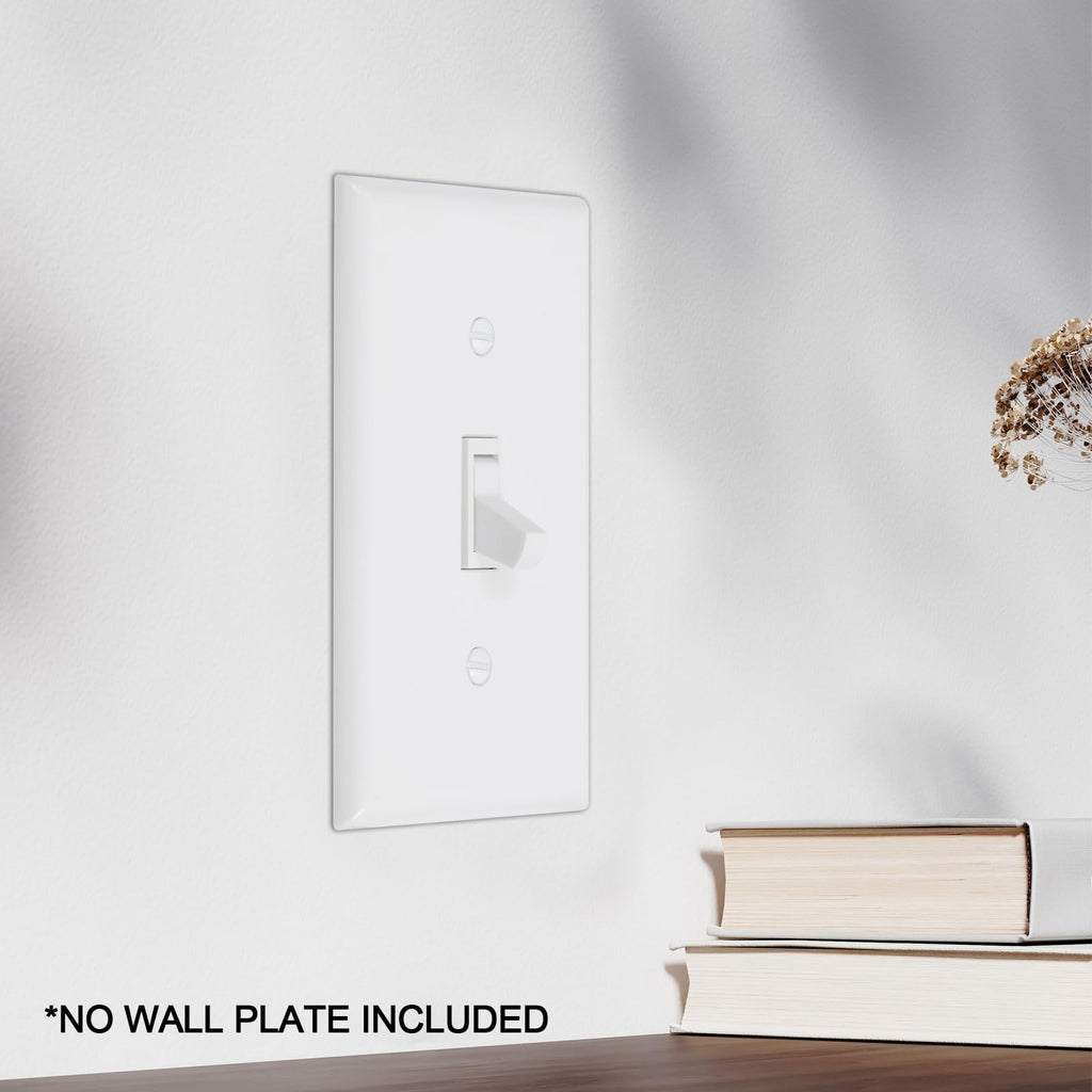 ThunderWay Quiet Toggle Light Switch - 15A, 120V, AC, Residential & Commercial Grade, UL Listed (10 Pack, White)