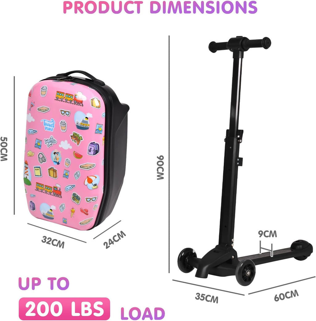 4-in-1 Detachable Scooter Luggage for Kids, Foldable Ride-On Suitcase