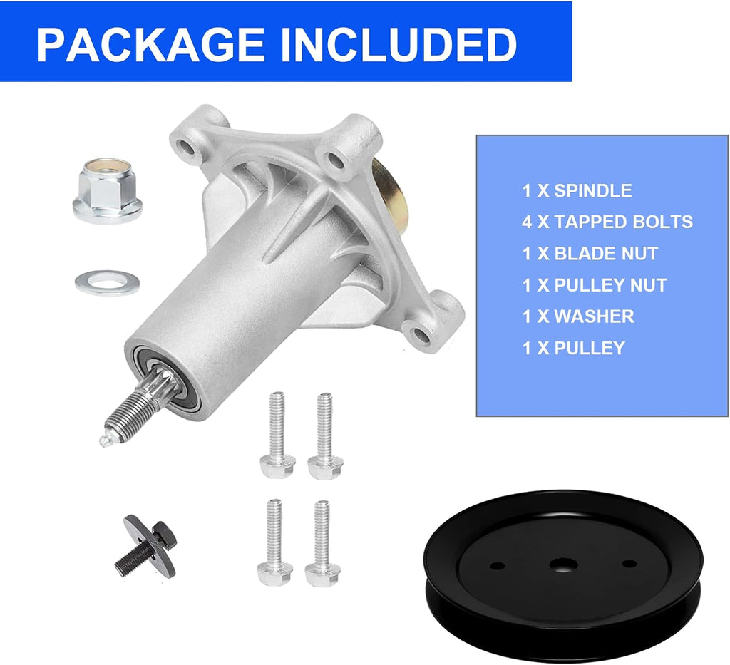 ZALANA 192870 Spindle Assembly + 195945 Pulley for Craftsman Husqvarna Ariens Poulan, Replace 187292 532187281 532187292 587819701 21546238, Mandrel for 42" 46" 48" 54" Mower Deck