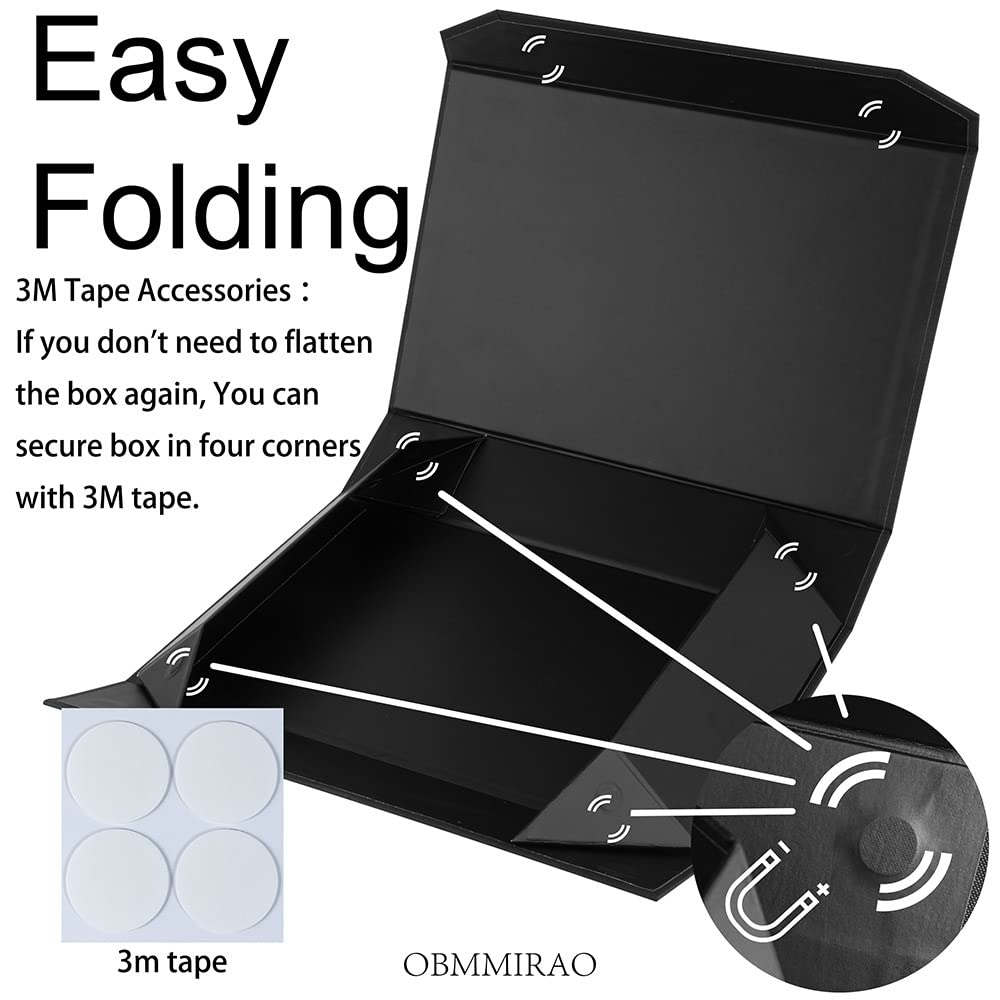 5-Pack Black Gift Boxes with Lids 12x8x2.5 Inches, Foldable