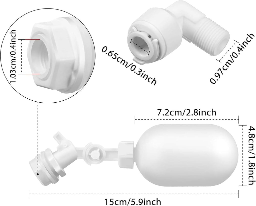Mudder 6 Pack Float Ball Valve 1/4 Inch Adjustable for Water Tank