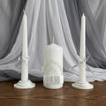 Pearl Promise Unity Candle Set for Wedding Ceremony Handmade White 6" Pillar & 2 Taper 10" Candles with Pearl Ribbon