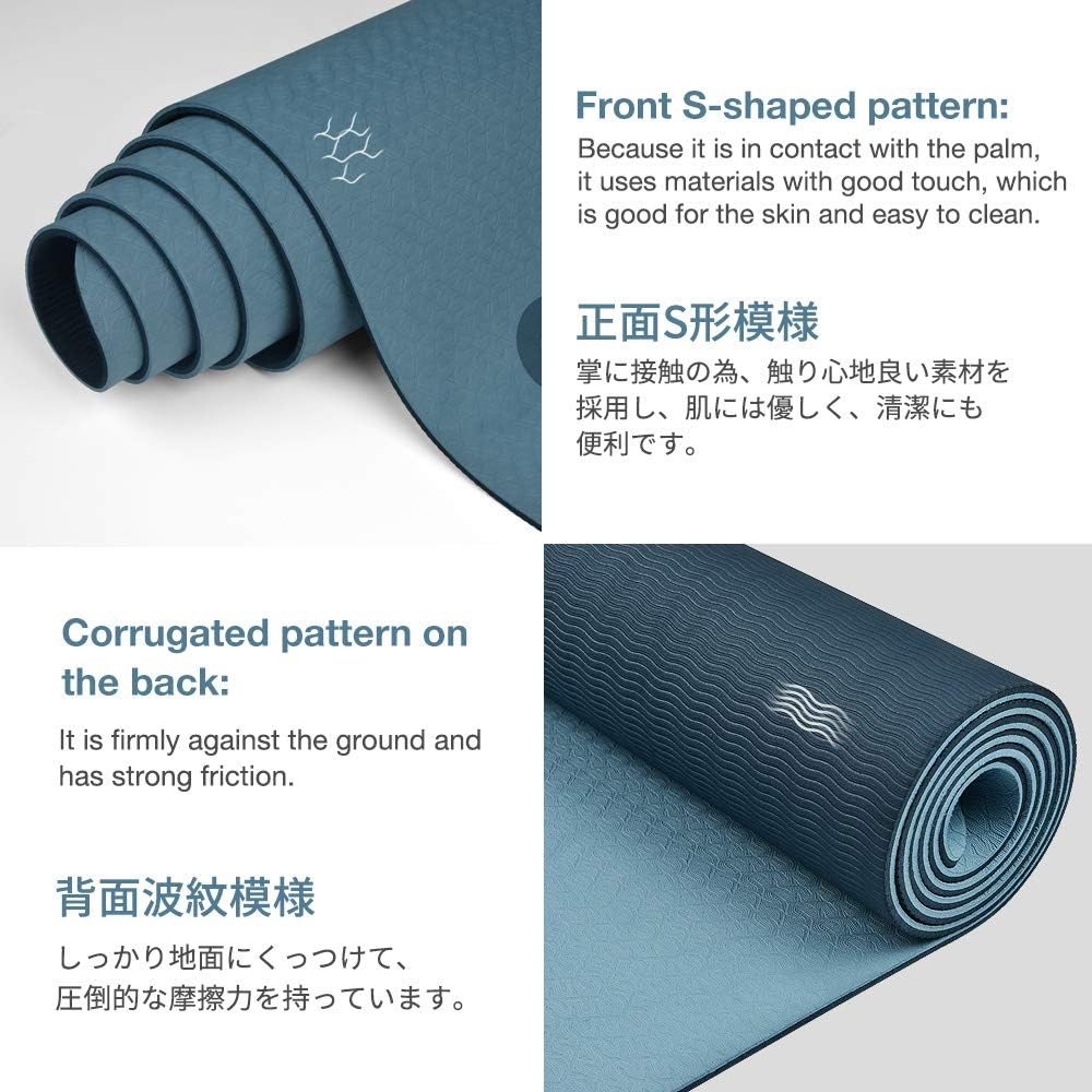 Yoga Mat Non Slip, Eco Friendly Fitness Exercise Mat with Carrying Strap,Pro Yoga Mats for Women,Workout Mats for