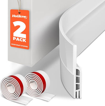 Door Draft Stopper 2-Pack, Under Door Seal for Bottom Gap Filler | Strong Adhesive Silicone Weather Stripping Garage
