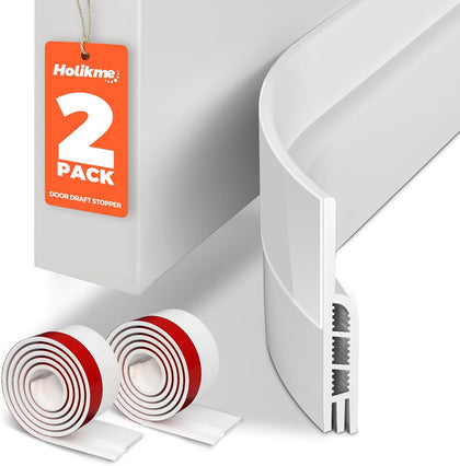 Door Draft Stopper 2-Pack, Under Door Seal for Bottom Gap Filler | Strong Adhesive Silicone Weather Stripping Garage