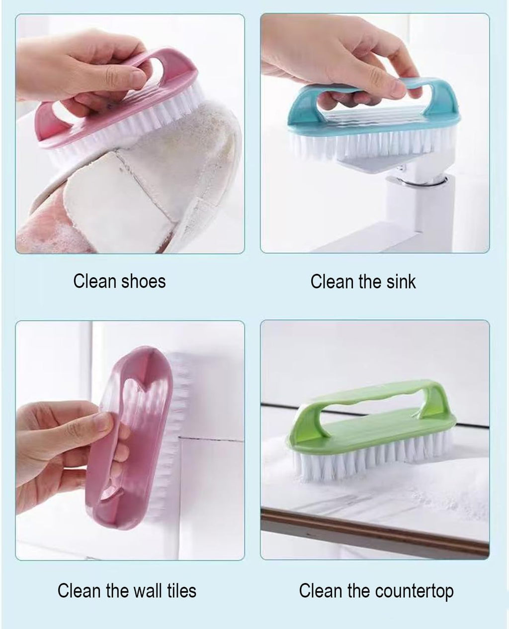 Scrub Brush for Cleaning-3 Pack Scrubbing Brushes Heavy Duty Multi-Purpose Household Cleaning Brush with Stiff