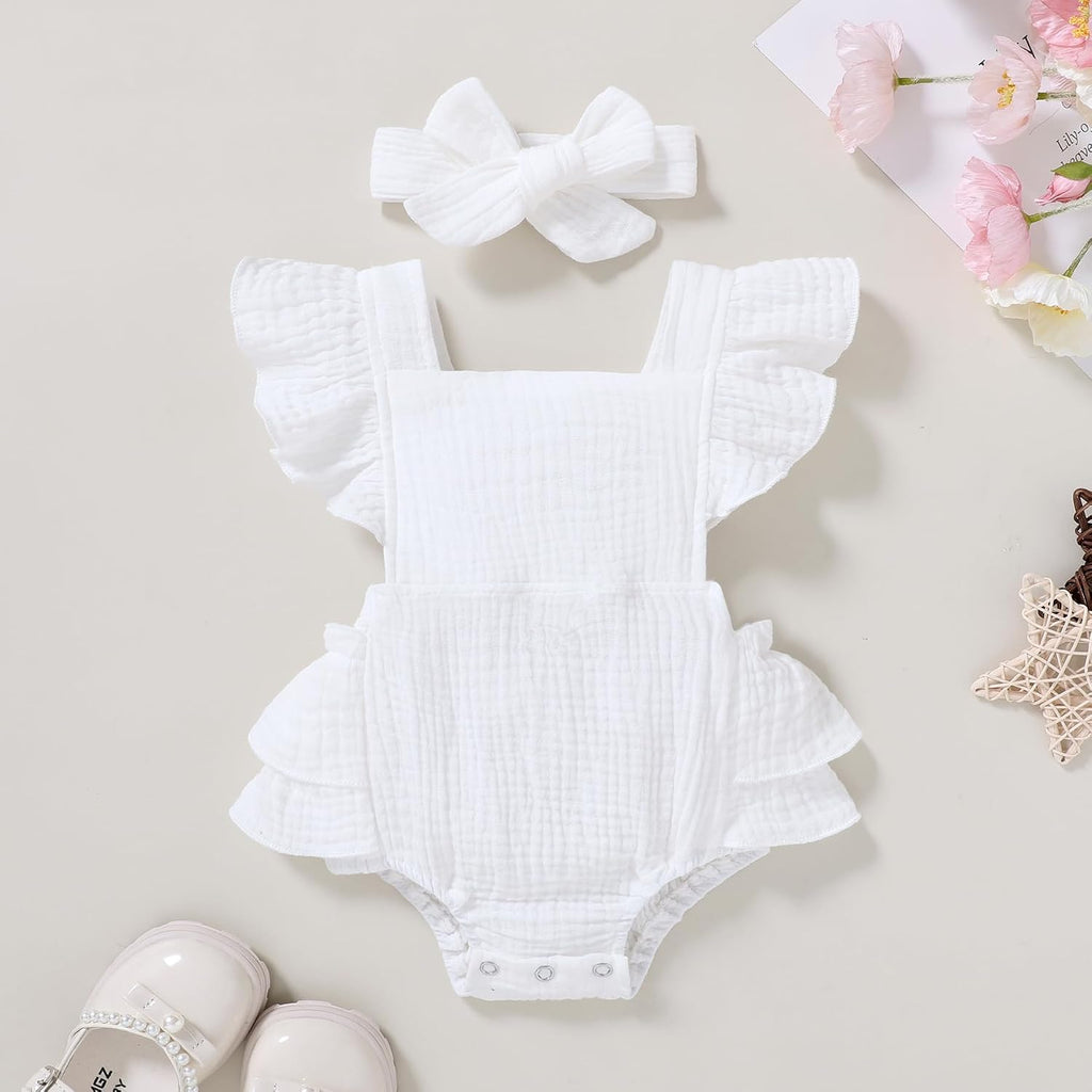 Toddler Baby Girl Ruffled Sleeveless Romper Summer Clothes