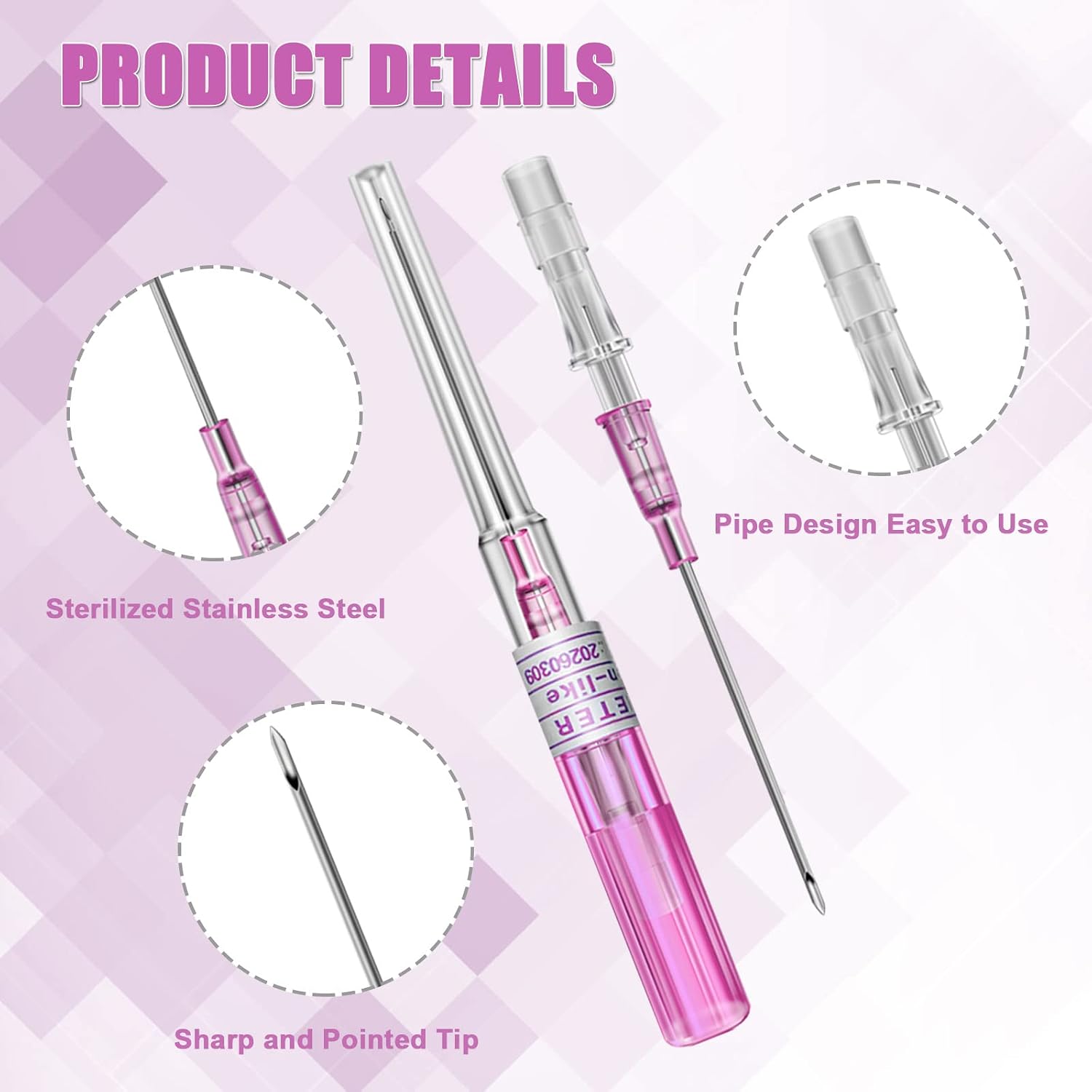 Catheter Piercing Needles Mixed 50PCS – 14G 16G 18G 20G 22G Disposable Hollow Needles IV Catheter Needles for Ear