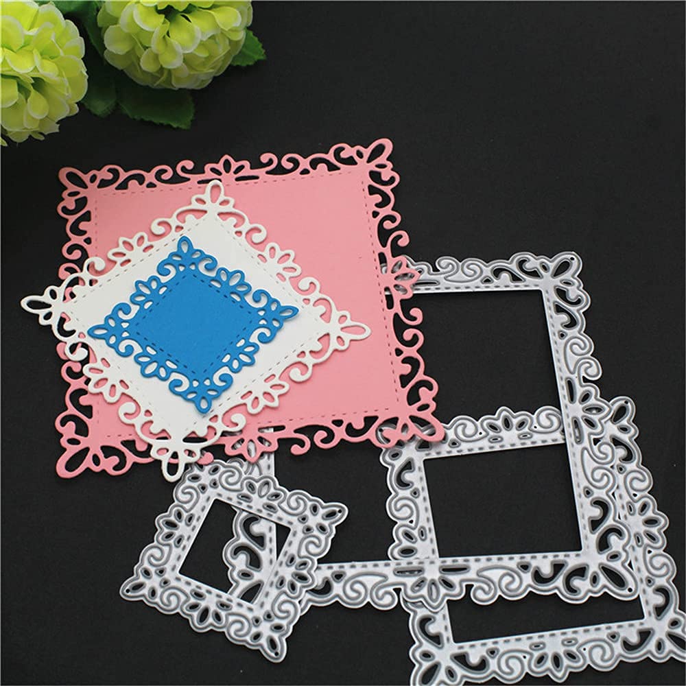 4 Sets Metal Cutting Dies - Frame Dies, Stencils & Moulds for DIY Crafts & Scrapbooking