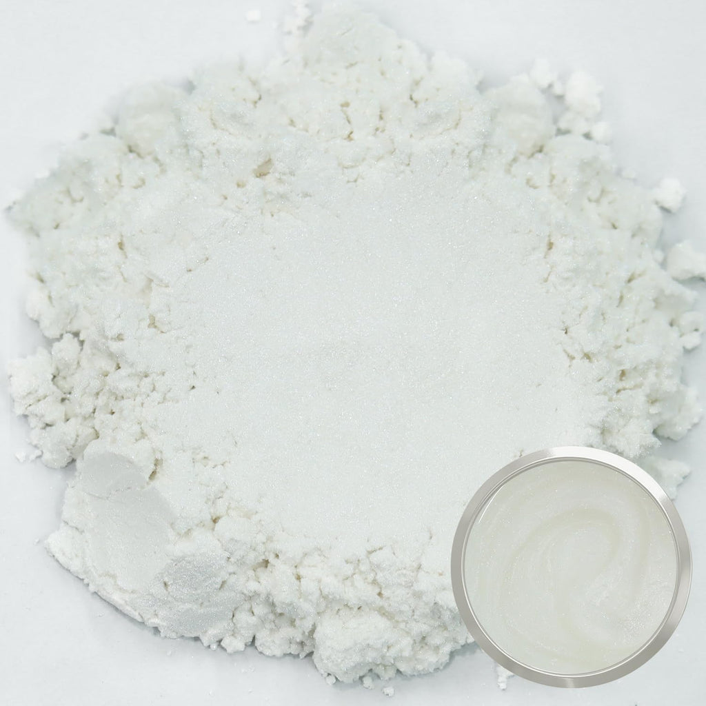 Mica Powder, 1.8oz/ 50g Diamond White Pearlescent Effect Mica Powder | Epoxy Resin Natural Color Pigment for Soap