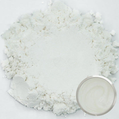Mica Powder, 1.8oz/ 50g Diamond White Pearlescent Effect Mica Powder | Epoxy Resin Natural Color Pigment for Soap