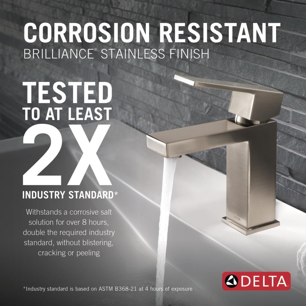 Modern Brushed Nickel Bathroom Faucet 1 Hole, Single Hole Bathroom Sink Faucet for Vanity, Metal Push-Pop Drain