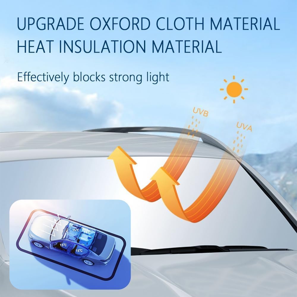 300T Thickened Automotive Glass Sunshade and Comes with Storage Bag,Keep Car Interior Cool,Universal Windshield Sun
