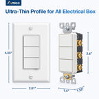 Amico 2 Pack Triple Light Switches, UL Listed 15 Amp 120/277V