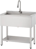36" NSF EcoStorage Stainless Steel Utility Sink w Faucet