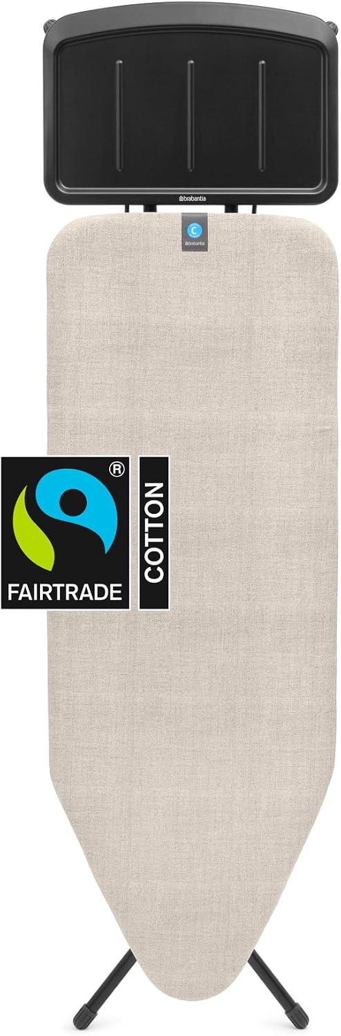 XL Comfort Ironing Board with Solid Steam Generator Rest | Large (Size C) | Fairtrade Denim Gray Cover | Adjustable