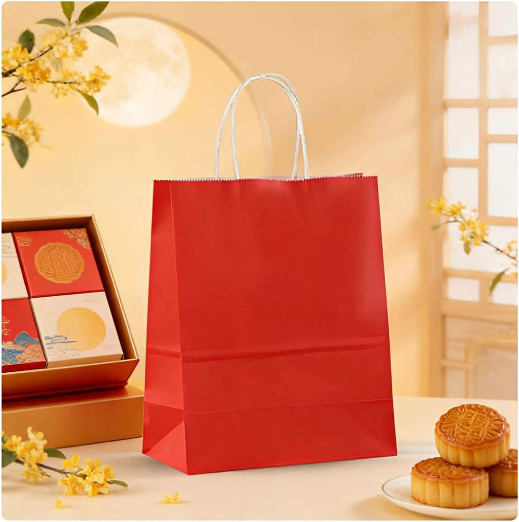 50-Pack 5.9x3.1x8.3 inches Red Gift Bags with Handles