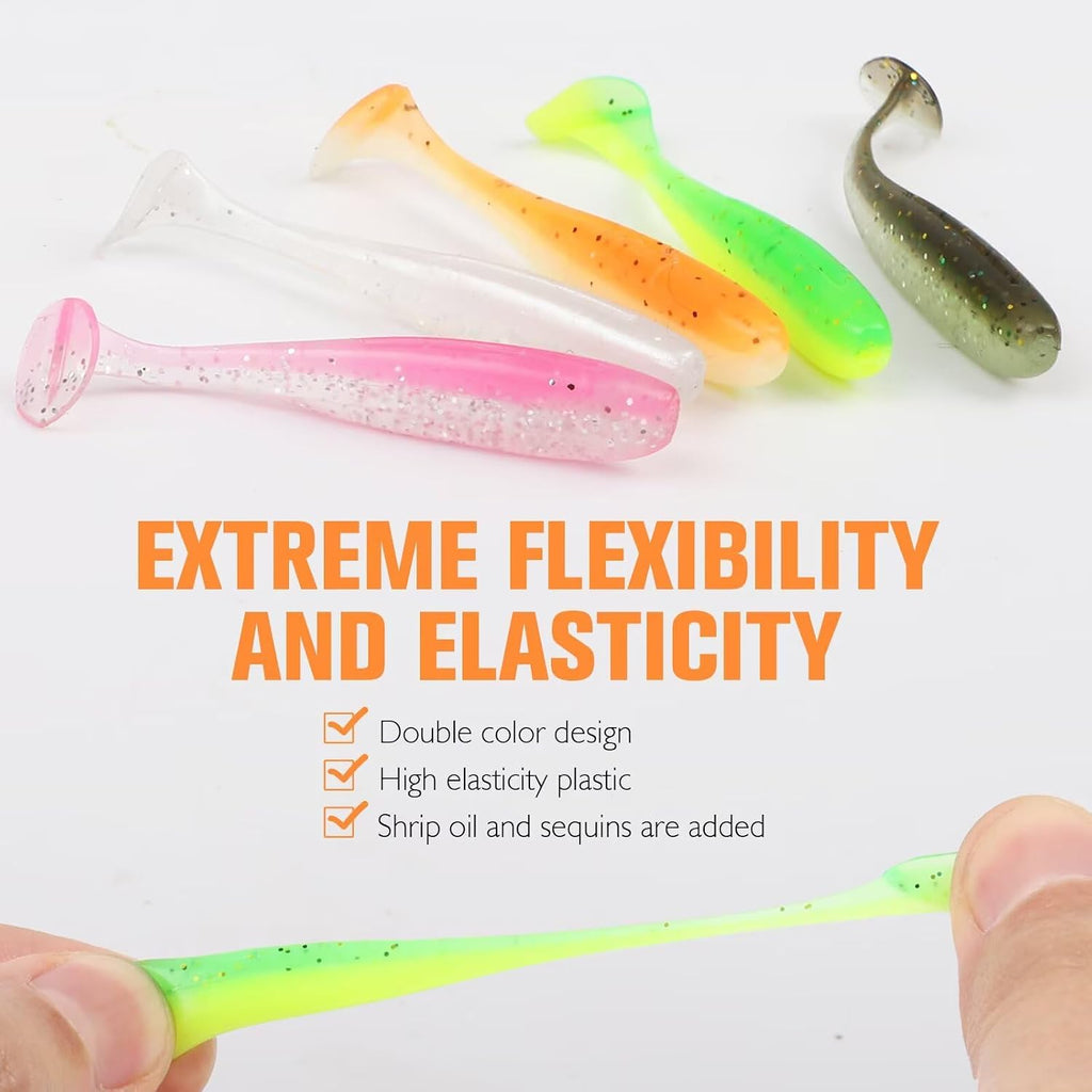 Crappie Lures Kit Soft Plastic Baits Paddle Tail Swimbaits Fishing Soft Plastic Lures Crappie Walleye Trout Bass
