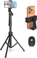 64” Tripod for Cell Phone & Camera, Phone Tripod with Remote and Phone Holder, Sturdy & Stable Height Adjustable