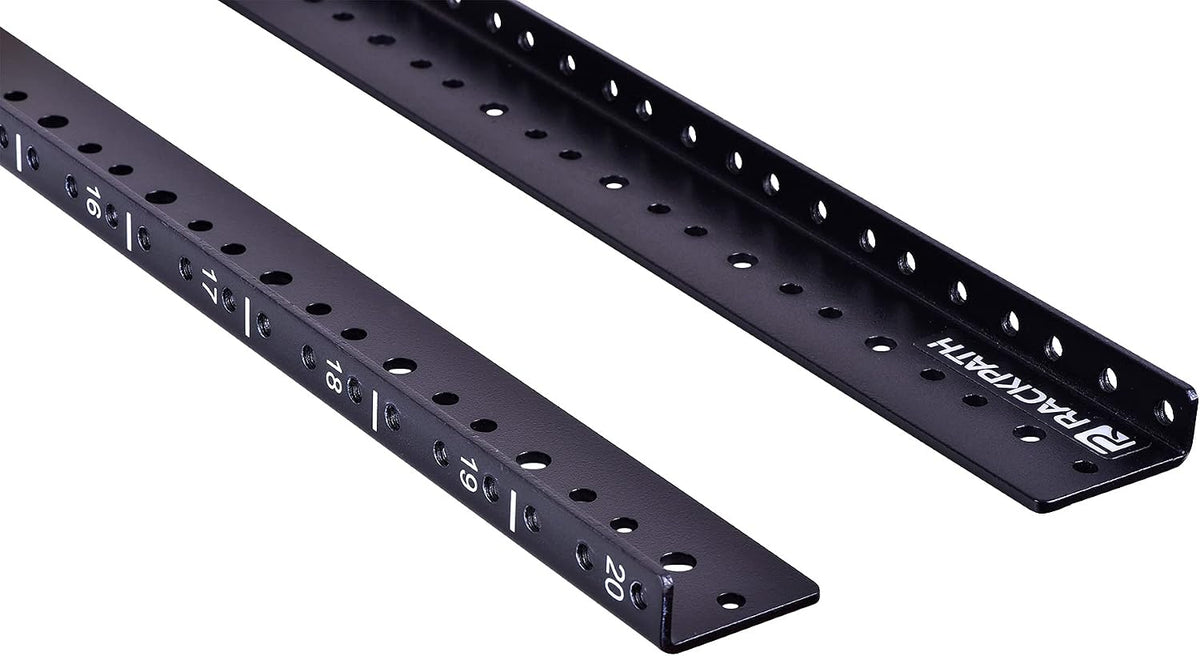 RackPath 20U Vertical Server Rack Rail Pair Kit, DIY Rack Build, 12-24 Screws x80