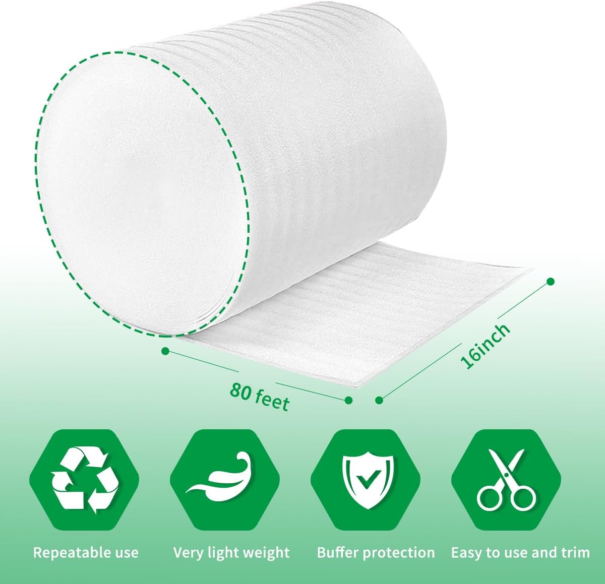 Moving Supplies, Foam Wrap Roll 16" Wide x 80' Length