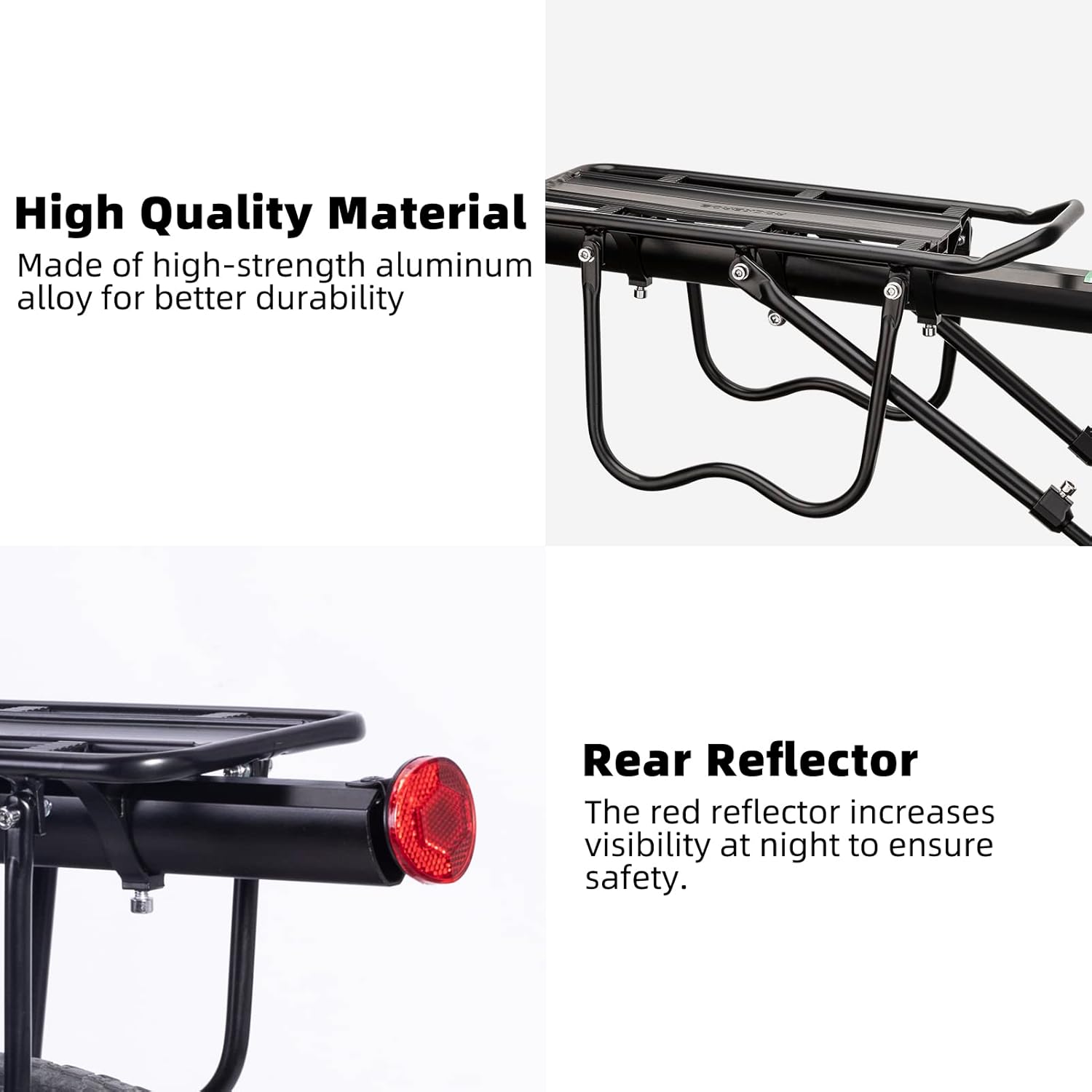 Rear Bike Rack Quick Release Bike Cargo Rack for Luggage Commuting | Easy to install,heavy duty steel,red
