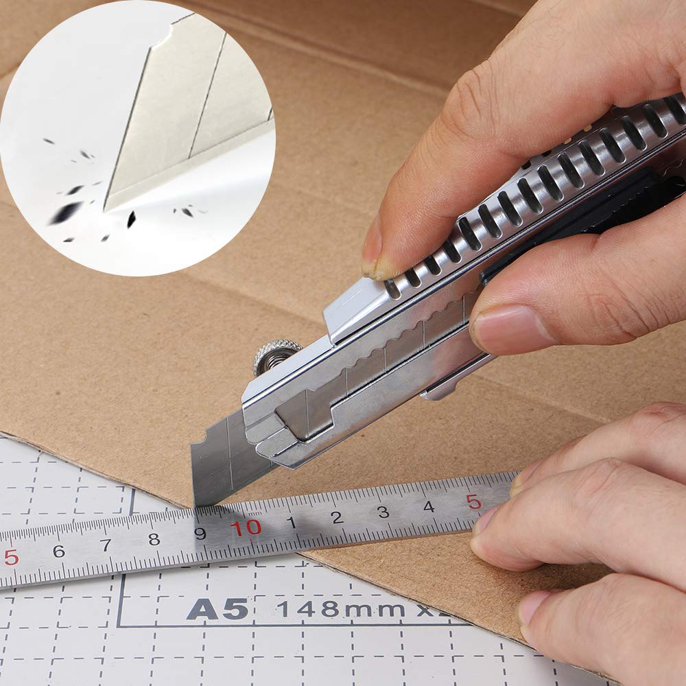 Utility Knife, Box Cutter Retractable,5 Pcs Blades Inside