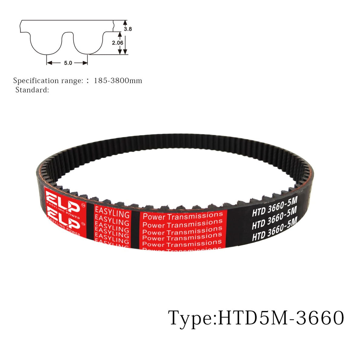 EASYLING Power 3660-5M-15 Endless Loop Rubber 5M Synchronous Belt