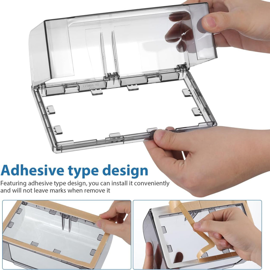2 Gang Flip Weatherproof Outlet Cover, Wall Switch Socket Face Plate Panel Box, Adhesive Outdoor Plug Cover