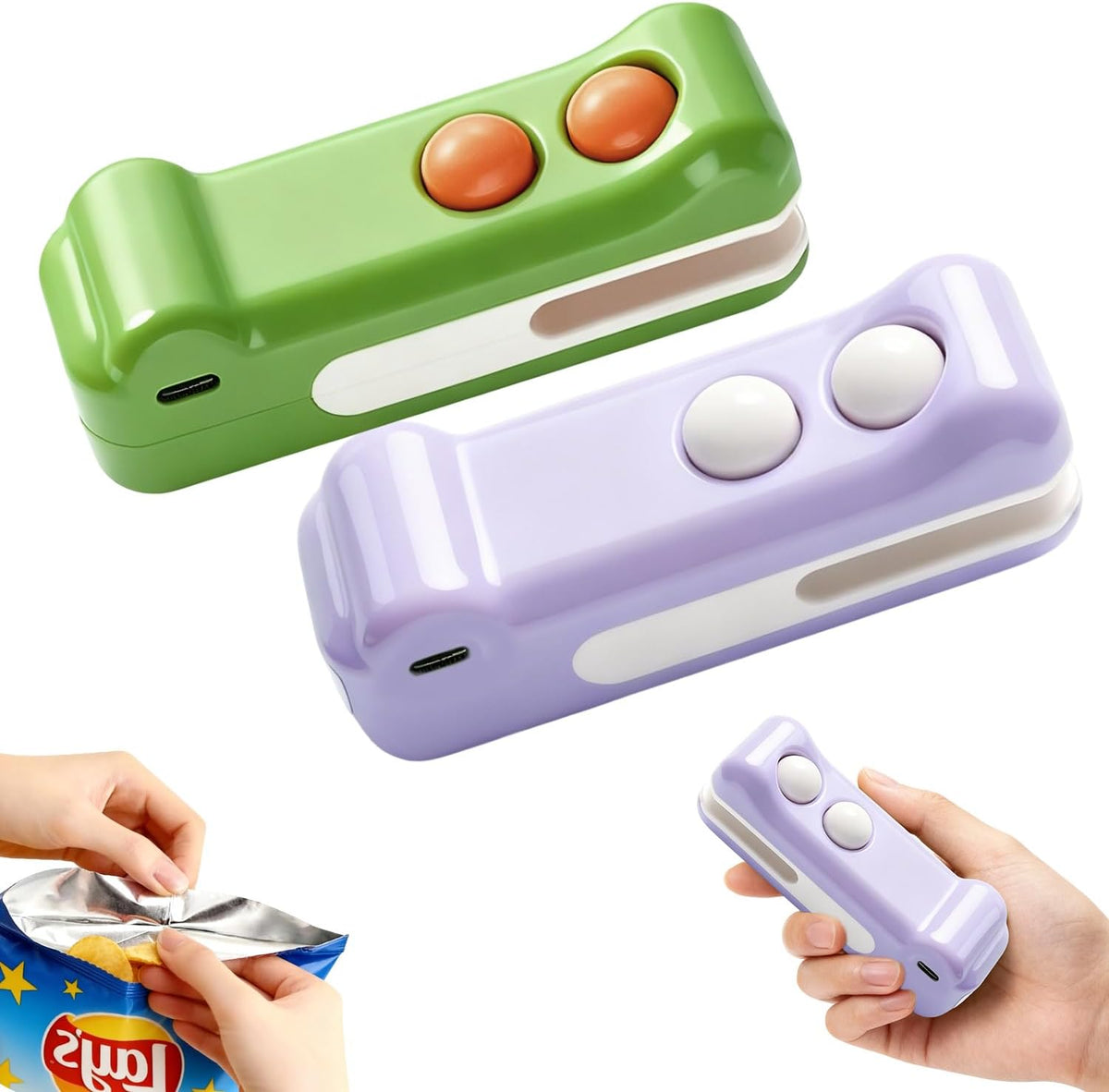 2-in-1 Rechargeable Mini Heat Sealer & Cutter,Mini Bag Sealer,Portable Handheld 2 in 1 Rechargeable Food Bag Sealer