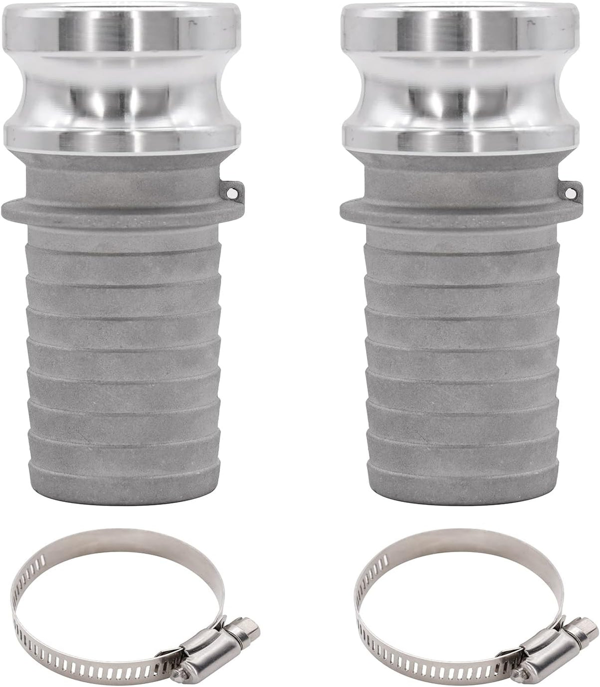 EASTRANS 2 inch AL Cam Lock Hose Fittings (Type E) with 2 Clamps, 2 PCS