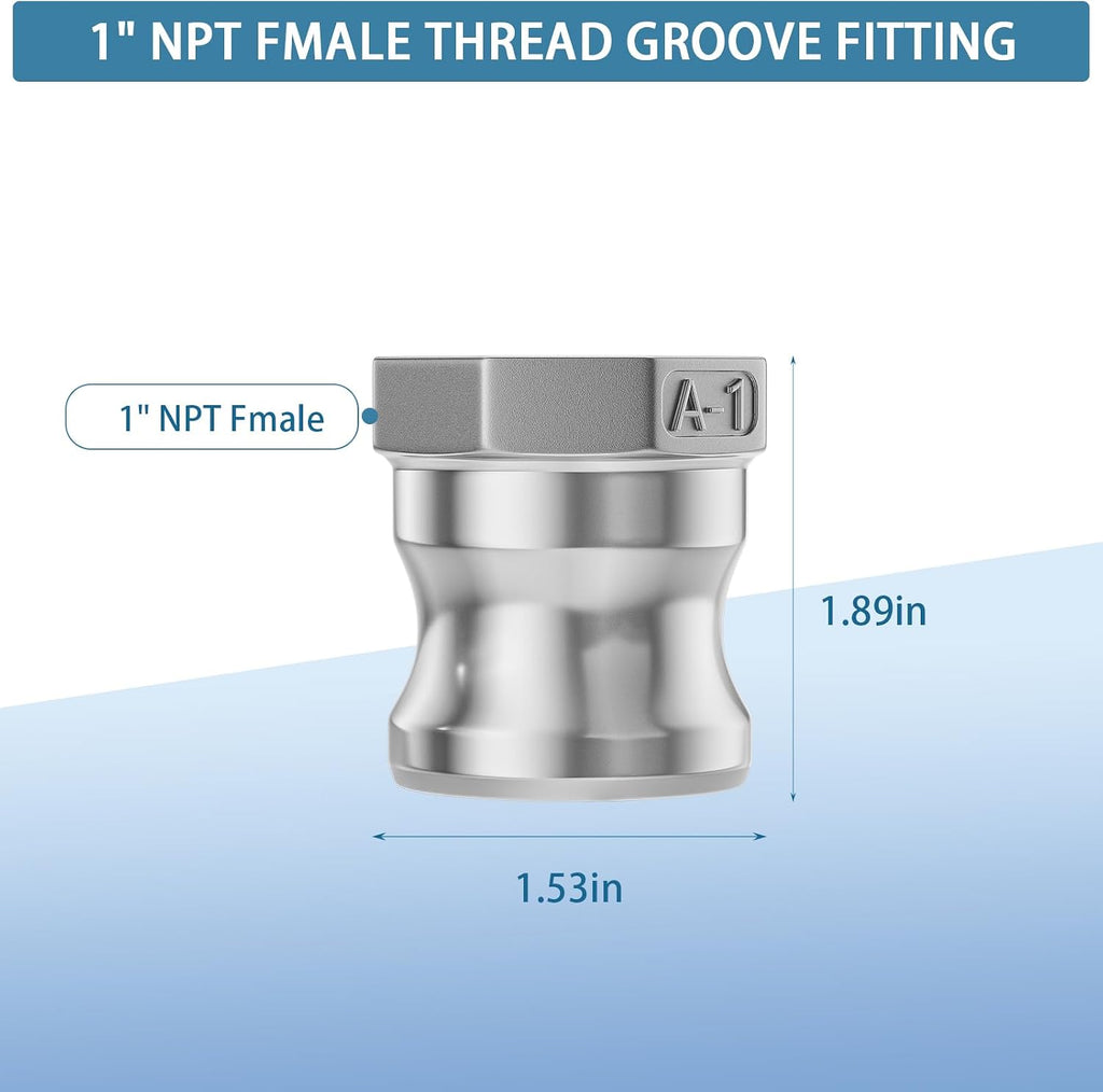 316 Stainless Steel 1" Camlock Fitting, Barb Camplug and NPT Female Thread