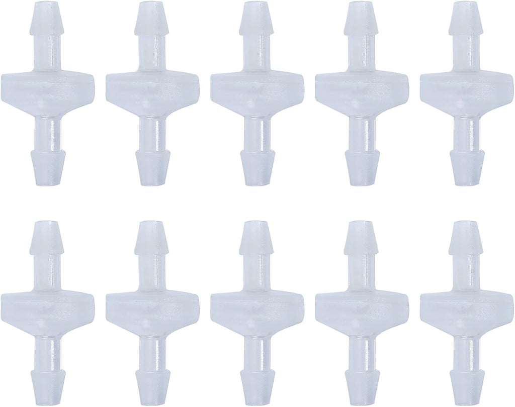 10 Pack 1/4 inch Plastic Check Valve, One Way Barb Hose Inline
