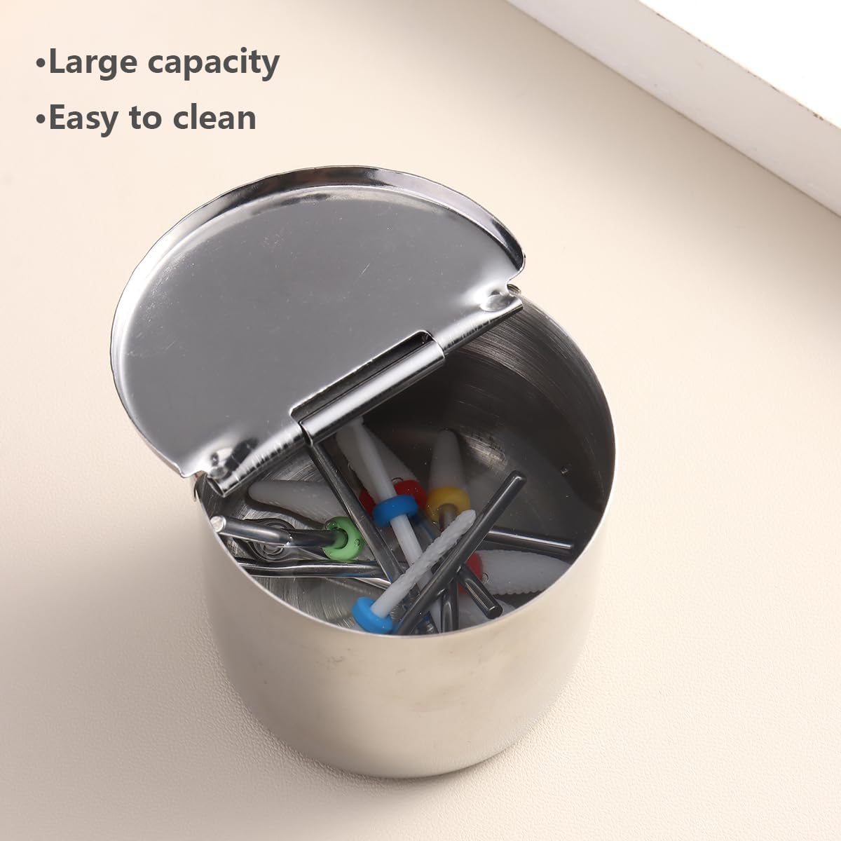Nail Tool Sterilizer Box Stainless Steel Drill Bits Cleaning Box