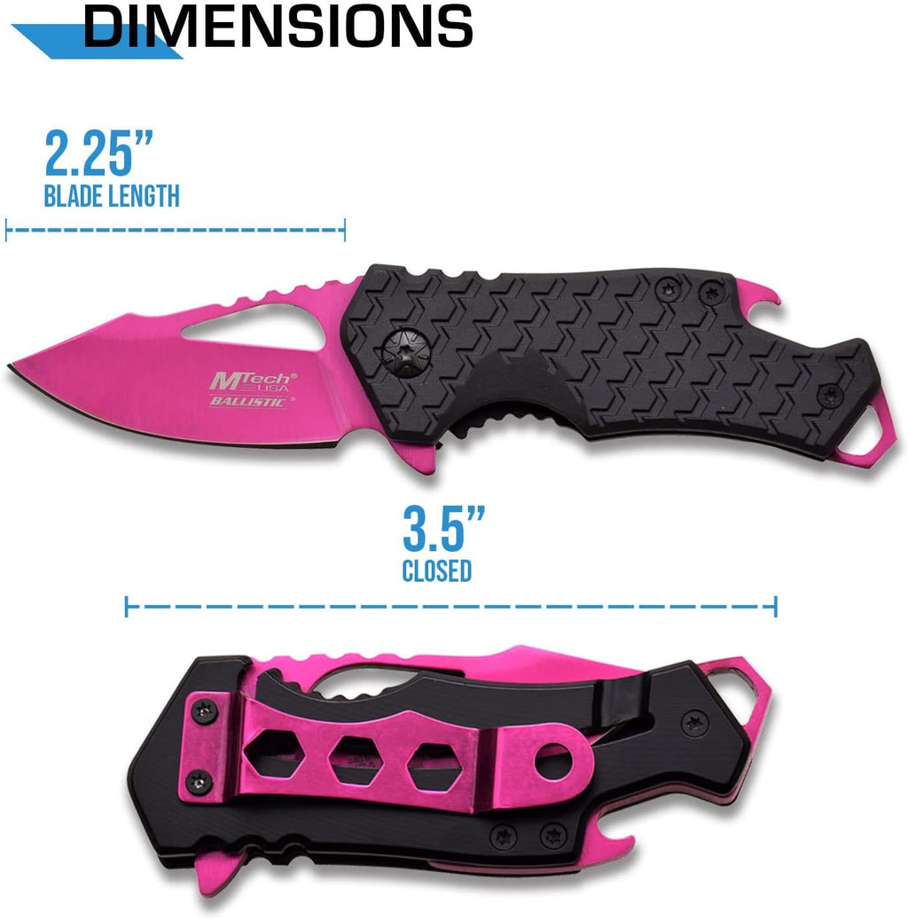 – Pocket Folding Knife – Fine Edge Steel Blade, Aluminum/Nylon Fiber Handle, Bottle Opener and Pocket Clip, Tactical