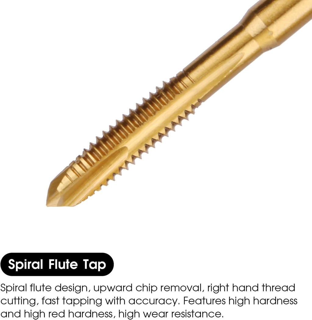 M4 x 0.7 Spiral Point Thread Tap with 3.3mm Twist Drill Bit Set,Metric Titanium Plated HSS 6542,High Precision Machine Threading Tool