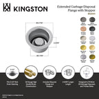 Kingston BS2006PN Extended Disposal Flange, Polished Nickel